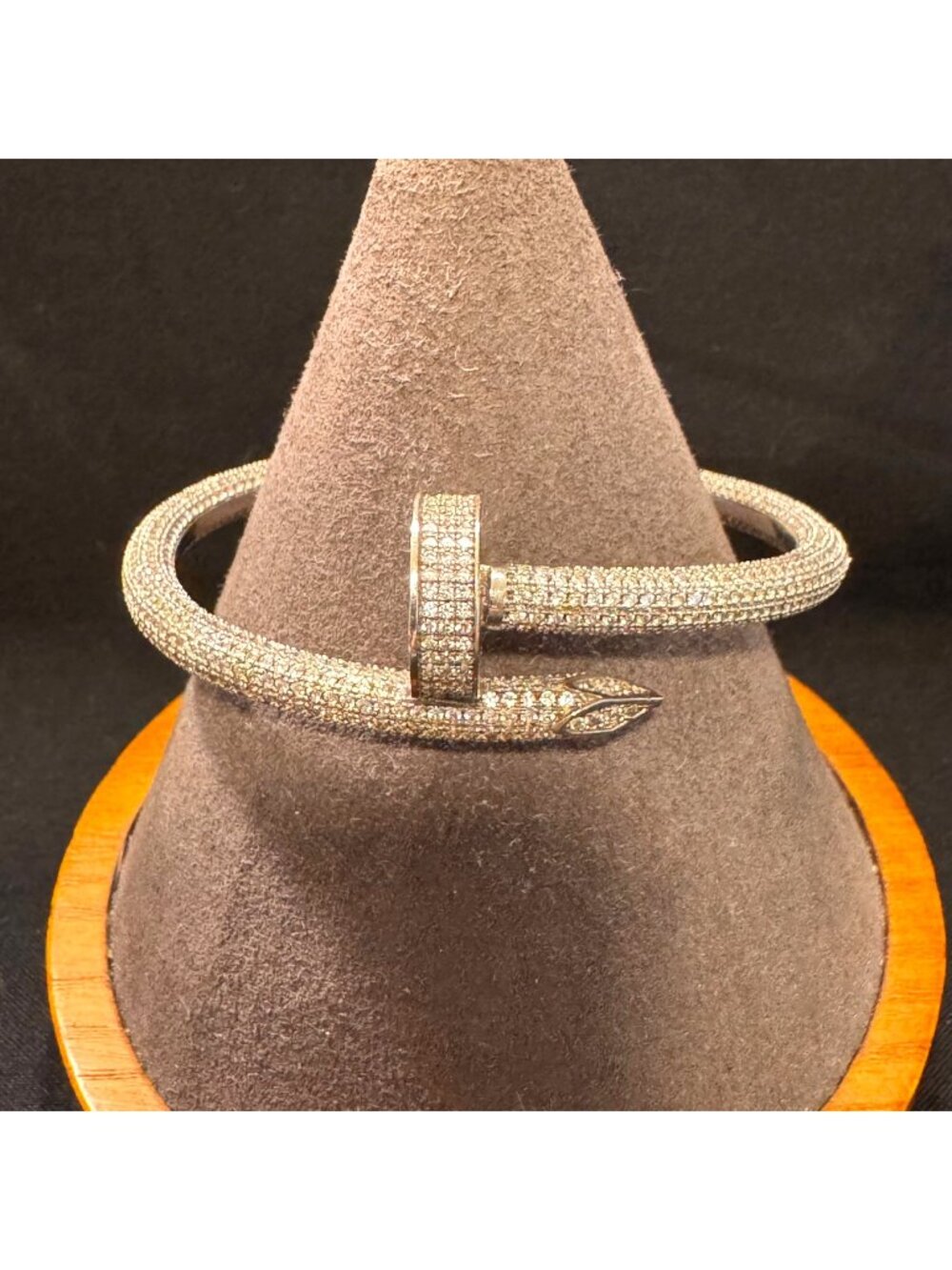 Solid Sterling Silver 925 Cubic Zirconia Bypass Bracelet Size 7.5" Fit